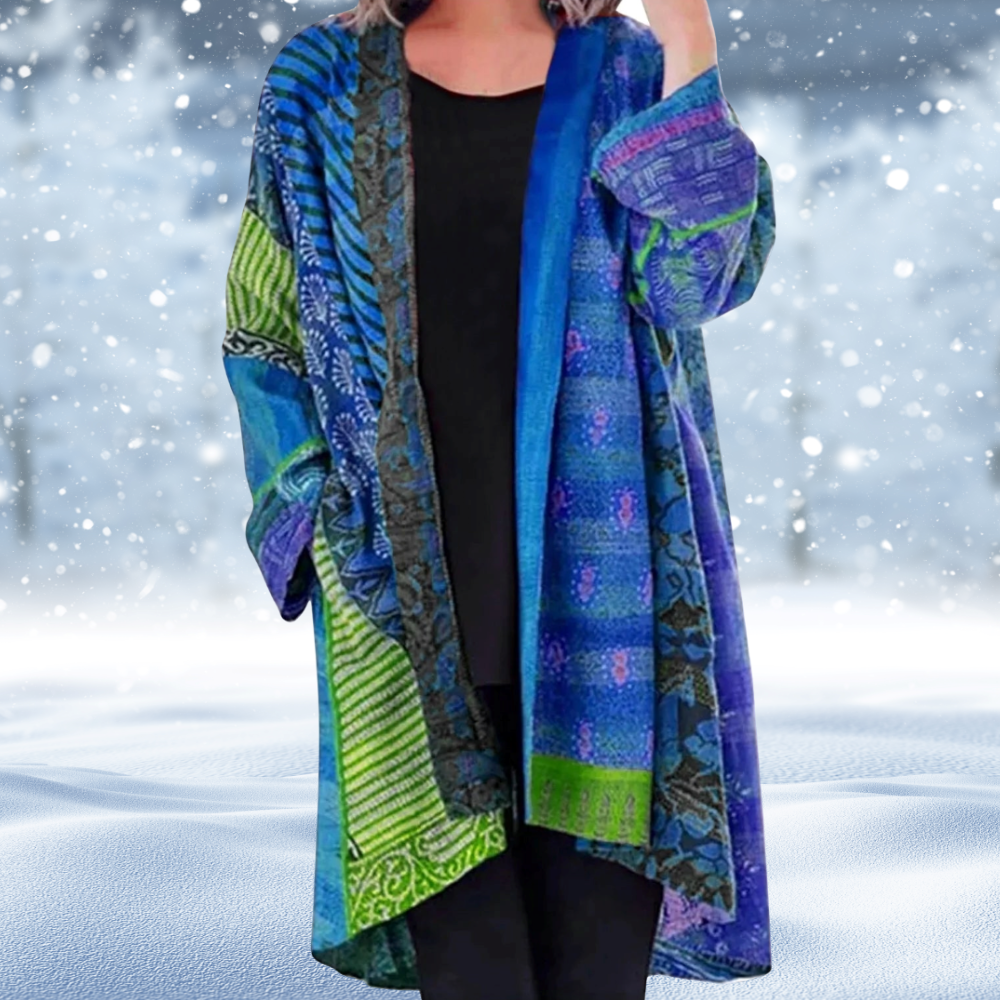 Rhian - Abstrakte Vintage-Strickjacke