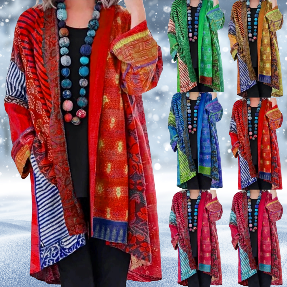 Rhian - Abstrakte Vintage-Strickjacke