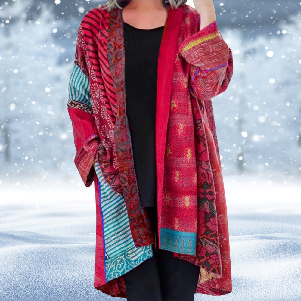 Rhian - Abstrakte Vintage-Strickjacke