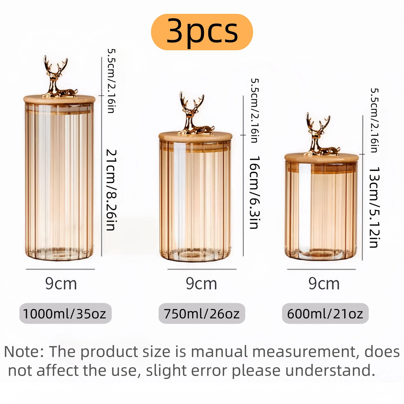 Nordische Hirschkopf-Glasbehälter Set