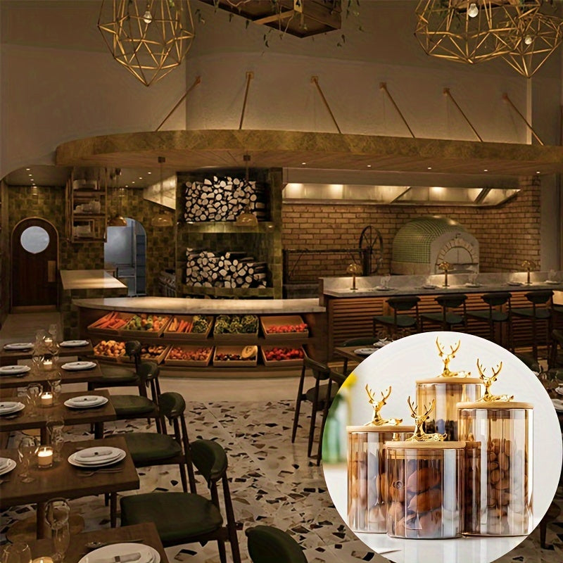 Nordische Hirschkopf-Glasbehälter Set