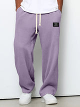 Herren nan lässige Waffelstrick Loungehose mit Kordelzug und geradem Schnitt Drune in Violett