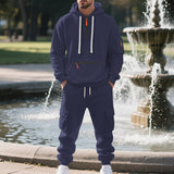 Herren nan utilitaristisches Kapuzenpullover und Cargo-Jogginghose Set Drune in Navyblau