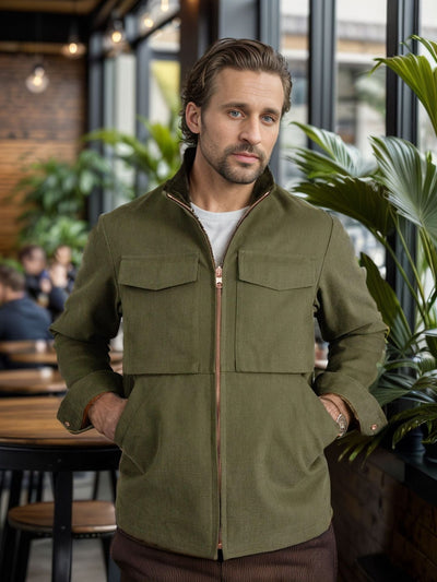 Herren elegante Arbeitsjacke mit praktischen Taschen und modernem Stehkragen Aliams