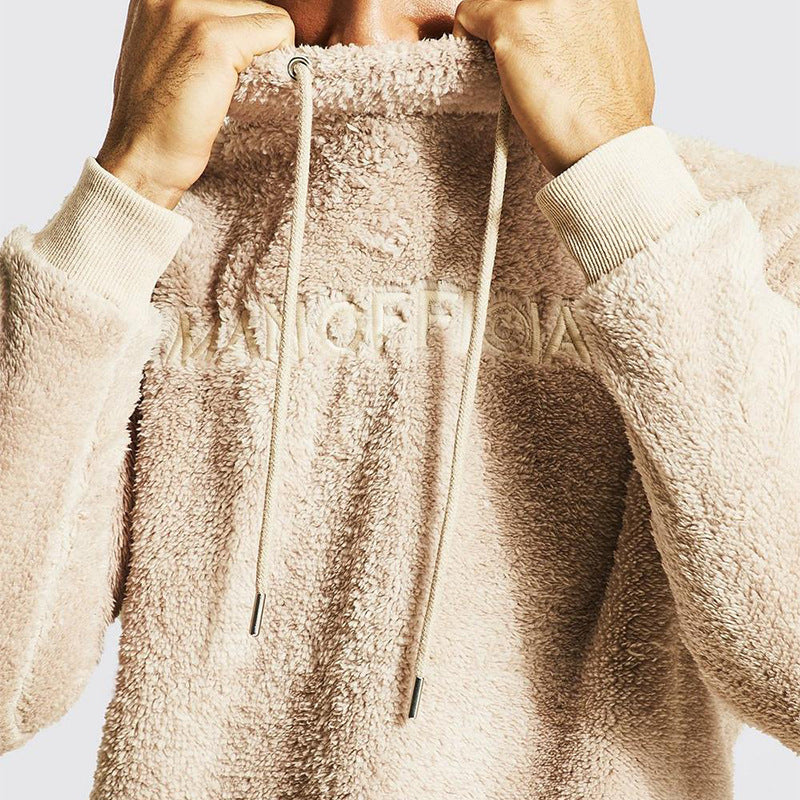 Herren gemütlicher Fleece-Pullover mit hohem Kragen und Kordelzug Aliams