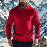 Herren nan halbhoher Reißverschluss-Sweatpullover mit Stehkragen weichem Fleecefutter und elastischen Bündchen Drune in Kräftiges Rot
