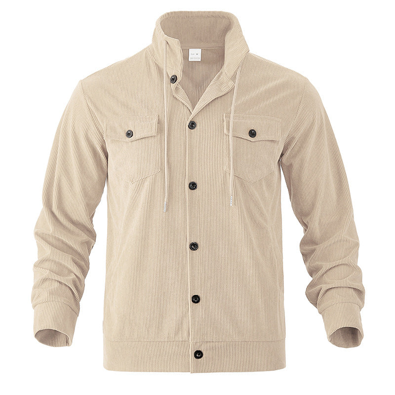 Herren cordjacke mit hochgeschlossenem Kragen und praktischen Pattentaschen Aliams
