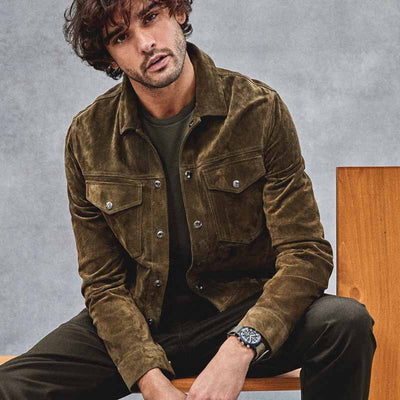 Herren Wildlederjacke mit praktischen Brusttaschen Aliams