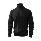 Herren nan feiner Zopfmuster-Rollkragenpullover mit schmaler Passform, geripptem Kragen und elastischen Bündchen Drune in Schwarz