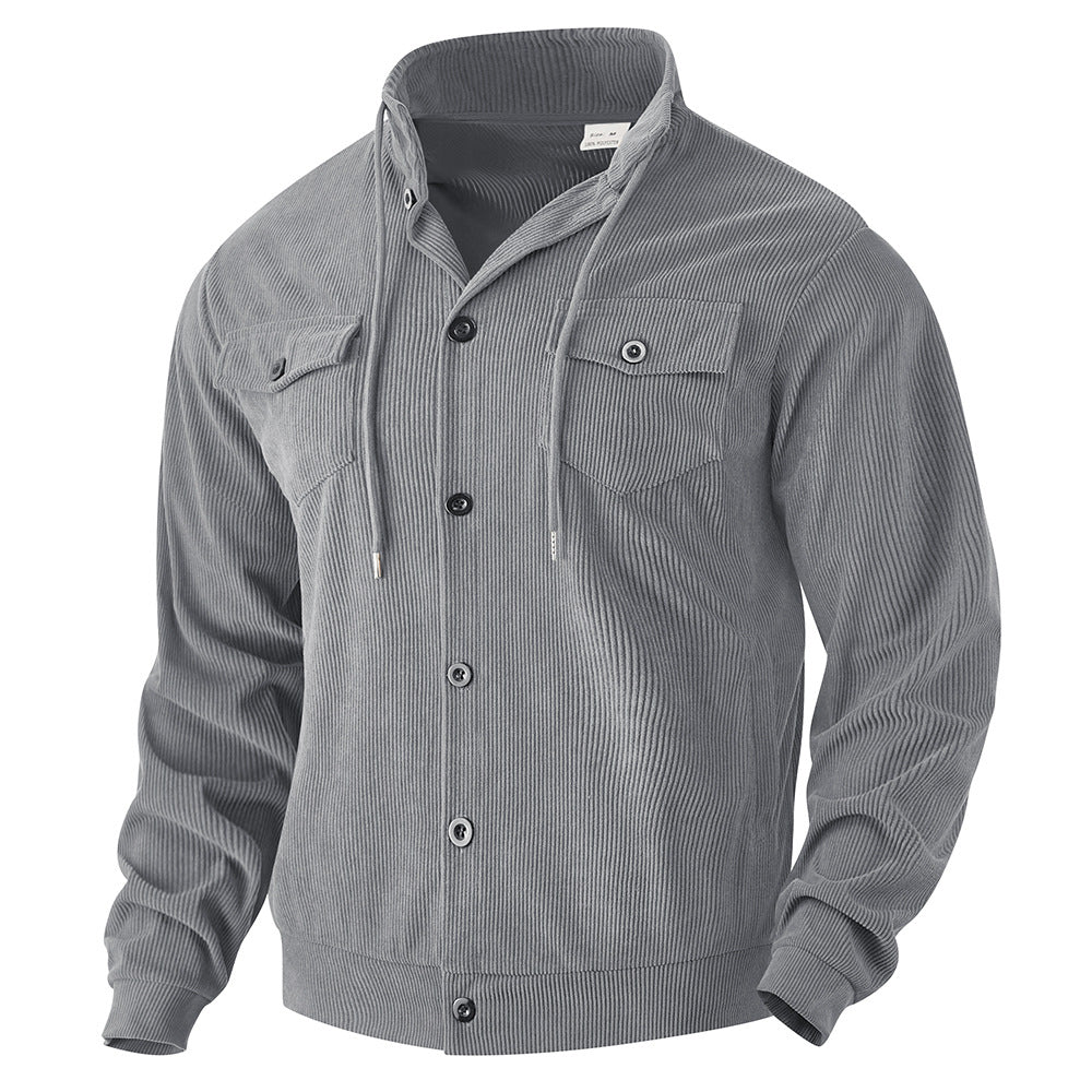 Herren cordjacke mit hochgeschlossenem Kragen und praktischen Pattentaschen Aliams
