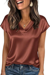 Damen Satinbluse Drune in Kaffee