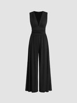 CHARITY – Stilvoller ärmelloser Jumpsuit mit weitem Bein in Schwarz