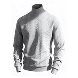 Herren nan feiner Zopfmuster-Rollkragenpullover mit schmaler Passform, geripptem Kragen und elastischen Bündchen Drune in Hellgrau