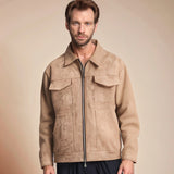 Herren lässige Suede Jacke Drune in Braun