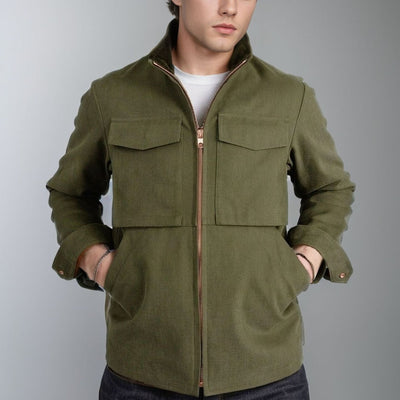 Herren elegante Arbeitsjacke mit praktischen Taschen und modernem Stehkragen Aliams