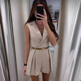 FRANCESCA | Stilvoller ärmelloser Jumpsuit in Beige