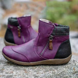 Damen nan lederoptik gefütterte Stiefelette mit seitlichem Reißverschluss und rutschfester Laufsohle Drune in Lila