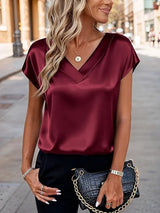 Damen Satinbluse Drune in Bordeauxrot