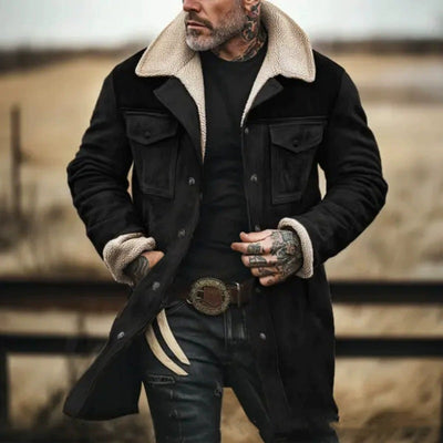 Herren stylische Lammfell-Bomberjacke mit warmem Teddyfell-Futter Aliams