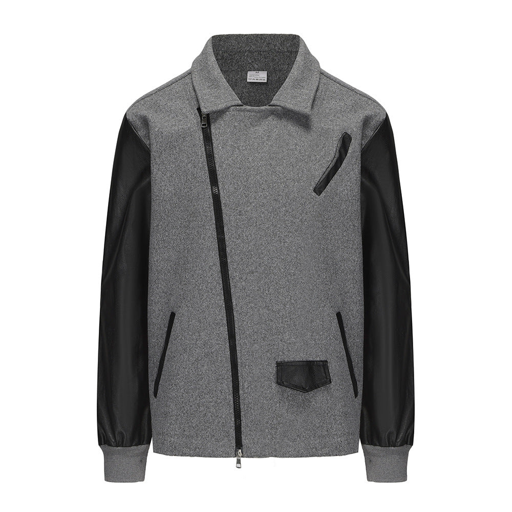 Herren Bikerjacke mit zwei Materialien und praktischen Taschen Aliams