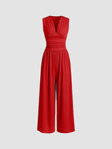 CHARITY – Stilvoller ärmelloser Jumpsuit mit weitem Bein in Rot