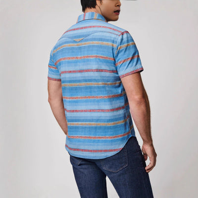 Herren Kurzarm-Hemd mit gestreiftem Design und zwei Brusttaschen Aliams