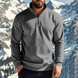 Herren nan halbhoher Reißverschluss-Sweatpullover mit Stehkragen weichem Fleecefutter und elastischen Bündchen Drune in Dunkelgrau