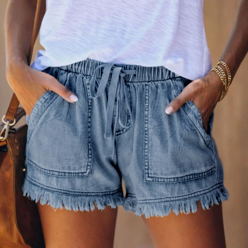 Elizabeth - Hochtaillierte Denim-Shorts