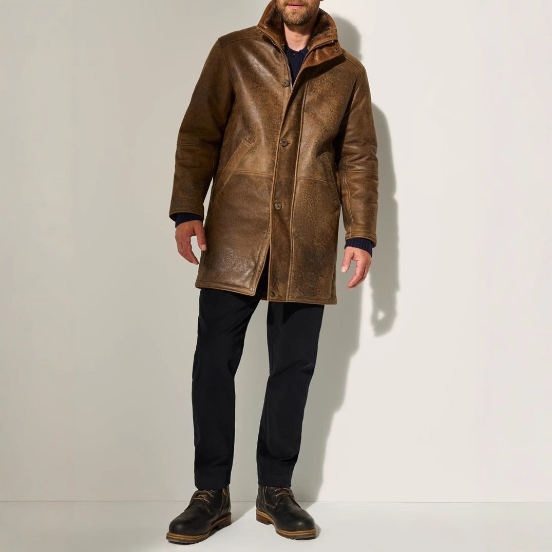 Herren hochwertige Lammfell-Langjacke Aliams