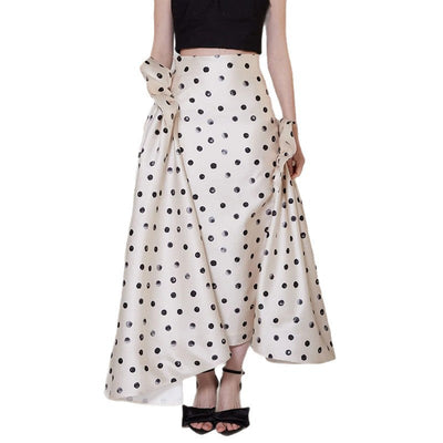 Eleganter Polka‑Dot Maxirock – A‑Linie & High Waist | Vegan Satin
