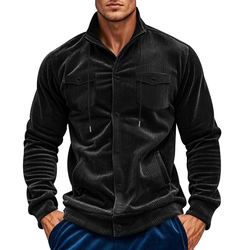 Herren cordjacke mit hochgeschlossenem Kragen und praktischen Pattentaschen Aliams