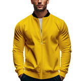 Herren nan schmale Zip-Bomberjacke aus weichem Sweat mit Stehkragen und seitlichen Eingrifftaschen Drune in Gelb