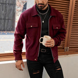 Herren nan CPO-inspiriertes Overshirt-Jacke mit aufgesetzten Brusttaschen und Reißverschluss Drune in Weinrot