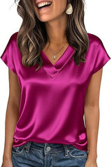 Damen Satinbluse Drune in Magenta