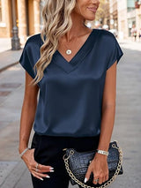 Damen Satinbluse Drune in Dunkelblau