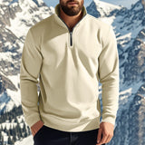 Herren nan halbhoher Reißverschluss-Sweatpullover mit Stehkragen weichem Fleecefutter und elastischen Bündchen Drune in Apricot