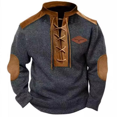 Herren vielseitiger Baumwollpullover mit strukturiertem Kragen Aliams