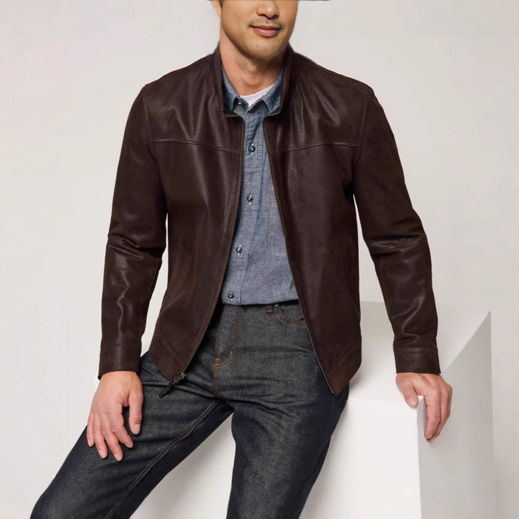 Herren elegante Lederjacke mit strukturiertem Design Aliams