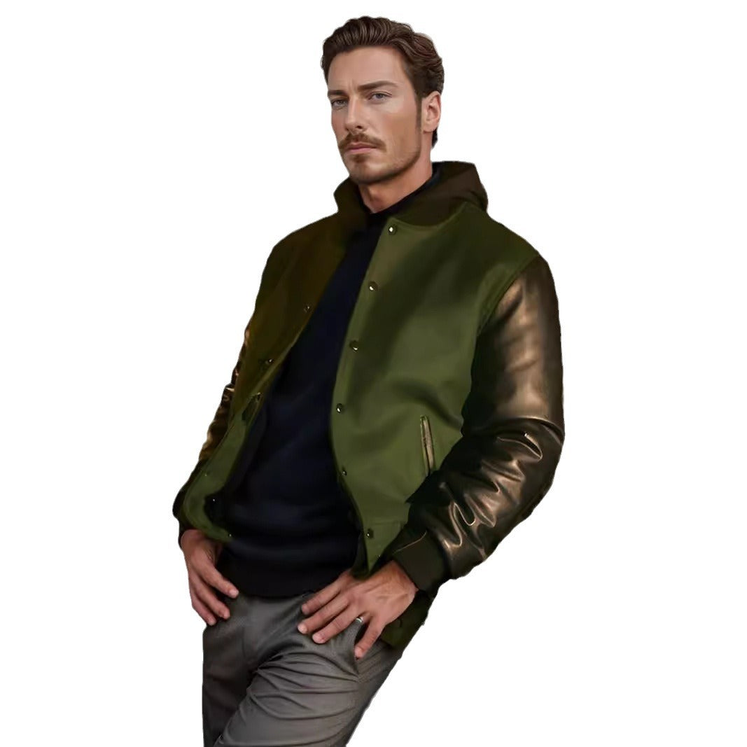 Herren stylische Bomberjacke mit Kontrastärmeln Aliams