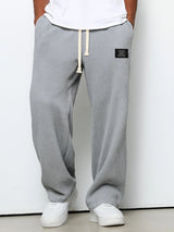 Herren nan lässige Waffelstrick Loungehose mit Kordelzug und geradem Schnitt Drune in Grau