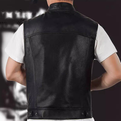 Herren modische Lederweste mit aufgesetzten Taschen Aliams