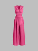 CHARITY – Stilvoller ärmelloser Jumpsuit mit weitem Bein in Rosarot