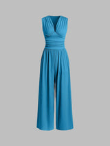 CHARITY – Stilvoller ärmelloser Jumpsuit mit weitem Bein in Blau