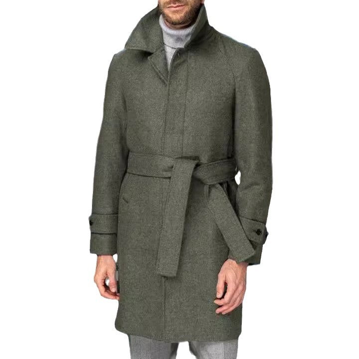Herren eleganter Trenchcoat mit taillierbarem Gürtel und hochwertigem Innenfutter Aliams