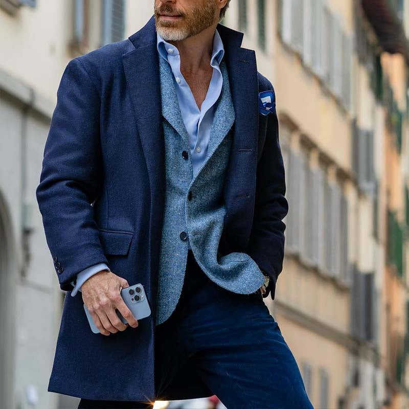 Herren eleganter Wollmantel mit modernen Details Aliams