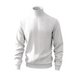 Herren nan feiner Zopfmuster-Rollkragenpullover mit schmaler Passform, geripptem Kragen und elastischen Bündchen Drune in Weiß