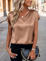 Damen Satinbluse Drune in Hellbraun