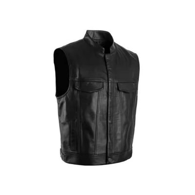 Herren modische Lederweste mit aufgesetzten Taschen Aliams