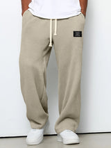 Herren nan lässige Waffelstrick Loungehose mit Kordelzug und geradem Schnitt Drune in Khaki