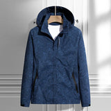 Johanna | Damen Jacke mit Kapuze und Blattmuster in Dunkelblau